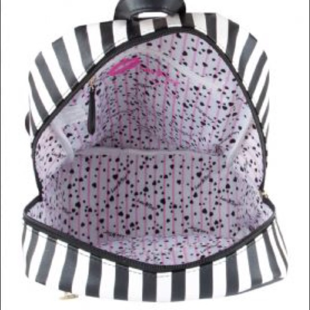 Betsey Johnson Leo Kitch Cat Face Stripe Backpack - Picture 7 of 8